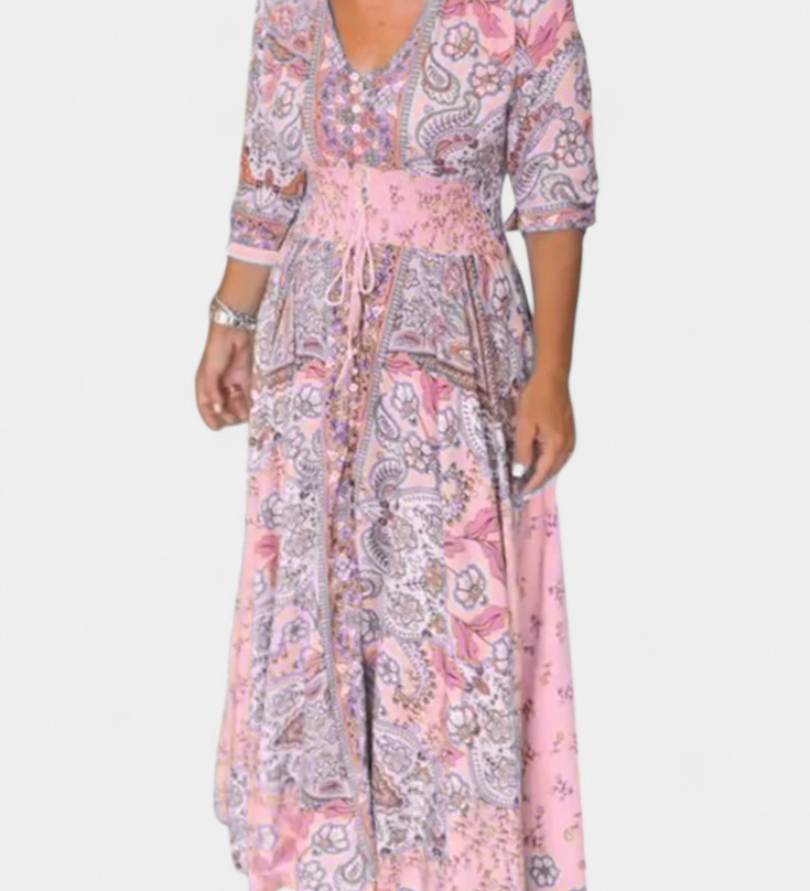 Dunya Casual Summer Dress with V-Neck