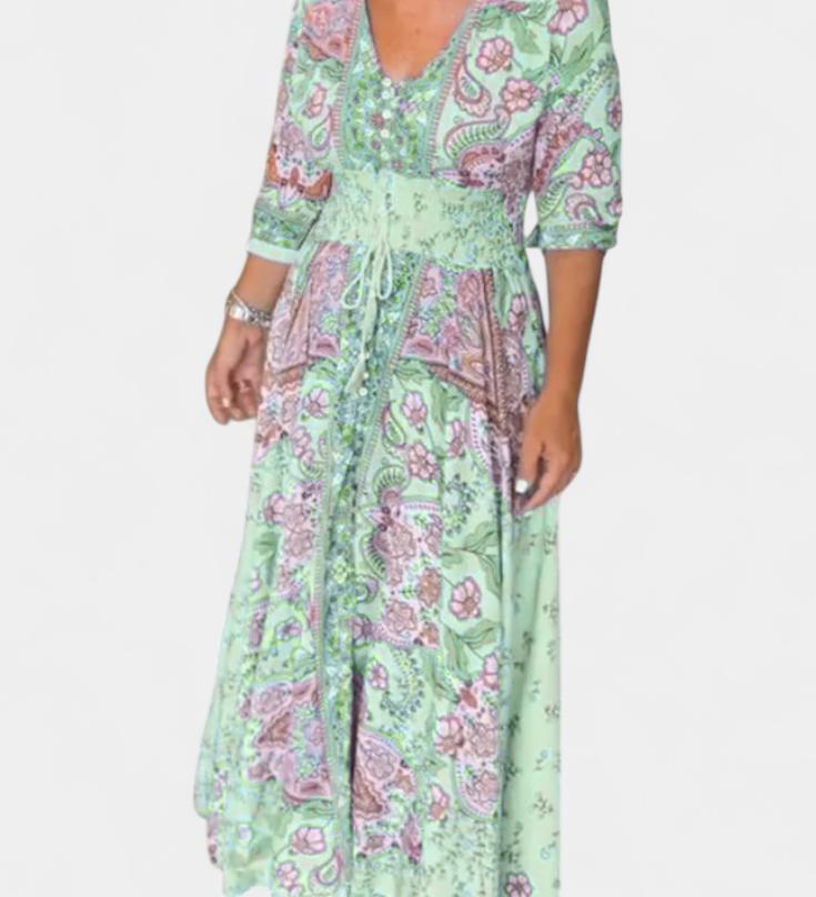 Dunya Casual Summer Dress with V-Neck