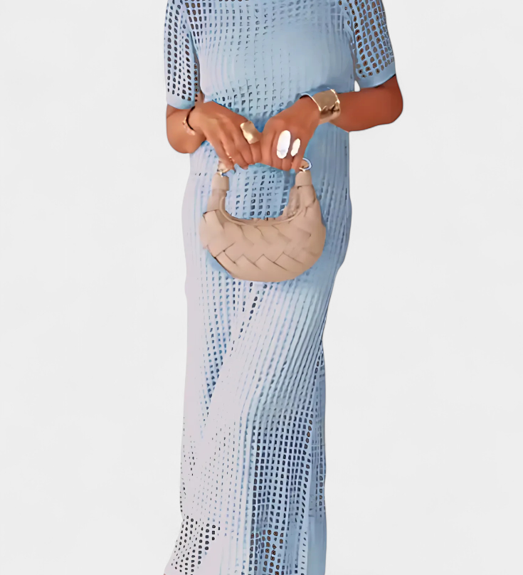 Balbina Two-Piece Dress with Boat Neck and Cut-Out Details