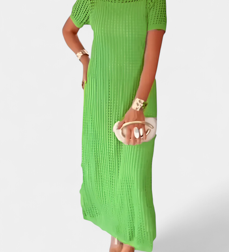 Balbina Two-Piece Dress with Boat Neck and Cut-Out Details