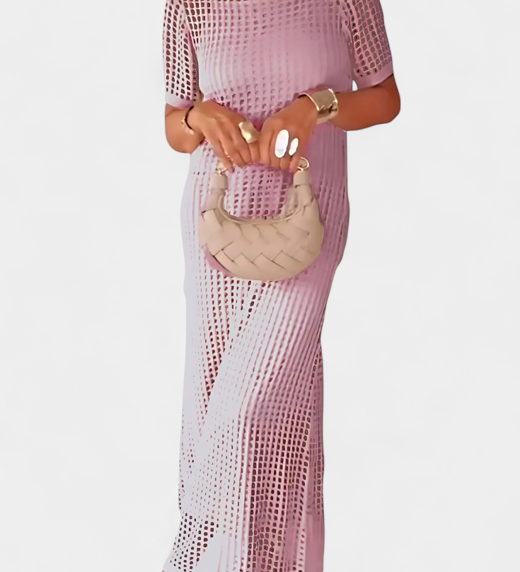 Balbina Two-Piece Dress with Boat Neck and Cut-Out Details