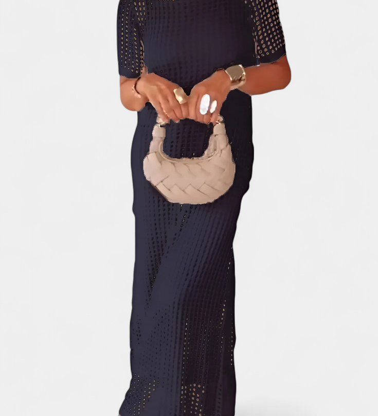 Balbina Two-Piece Dress with Boat Neck and Cut-Out Details