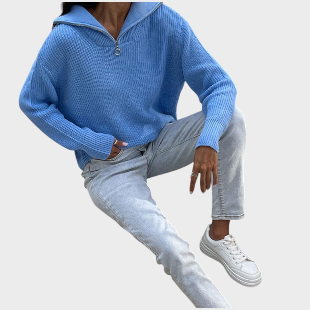 Eliana™ | High Neck Knitted Sweater with Zip