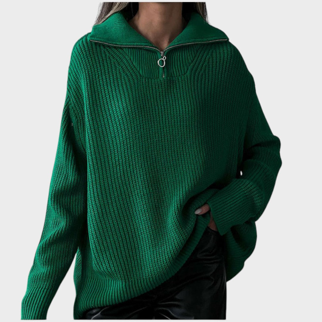 Eliana™ | High Neck Knitted Sweater with Zip