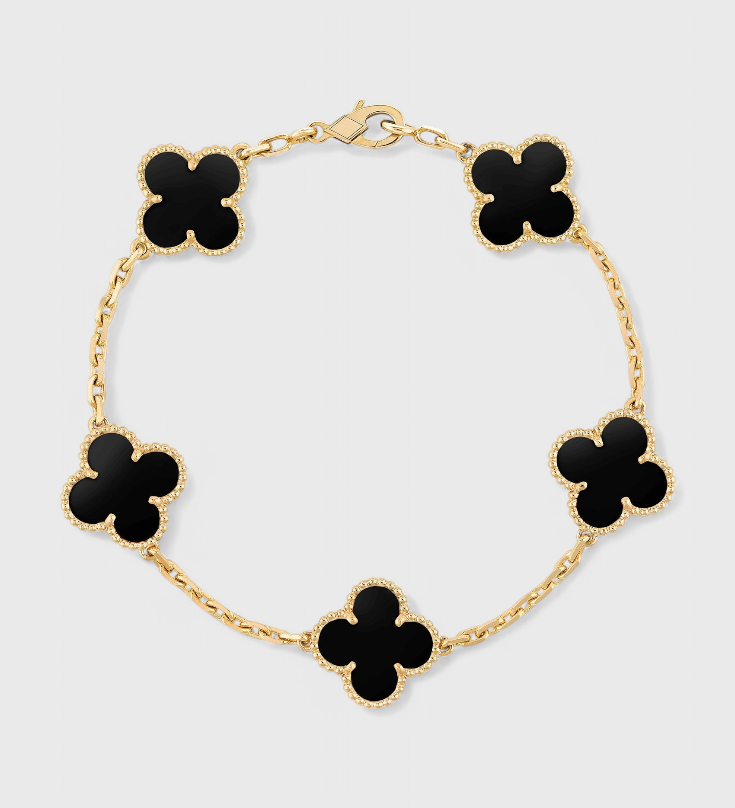 Clover Motif and Elegance Gold-Plated Bracelet