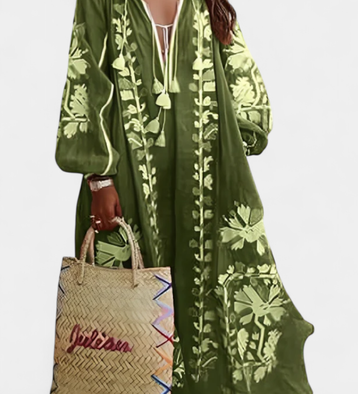 Alessia Long Sleeve Floral Dress in Bohemian Style