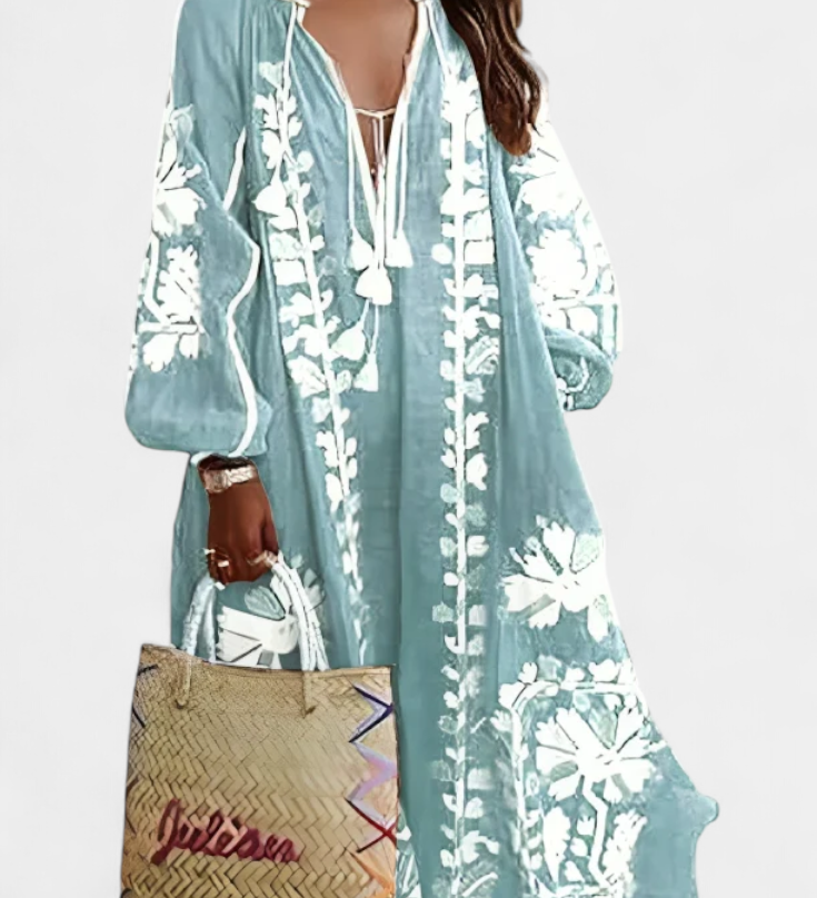 Alessia Long Sleeve Floral Dress in Bohemian Style