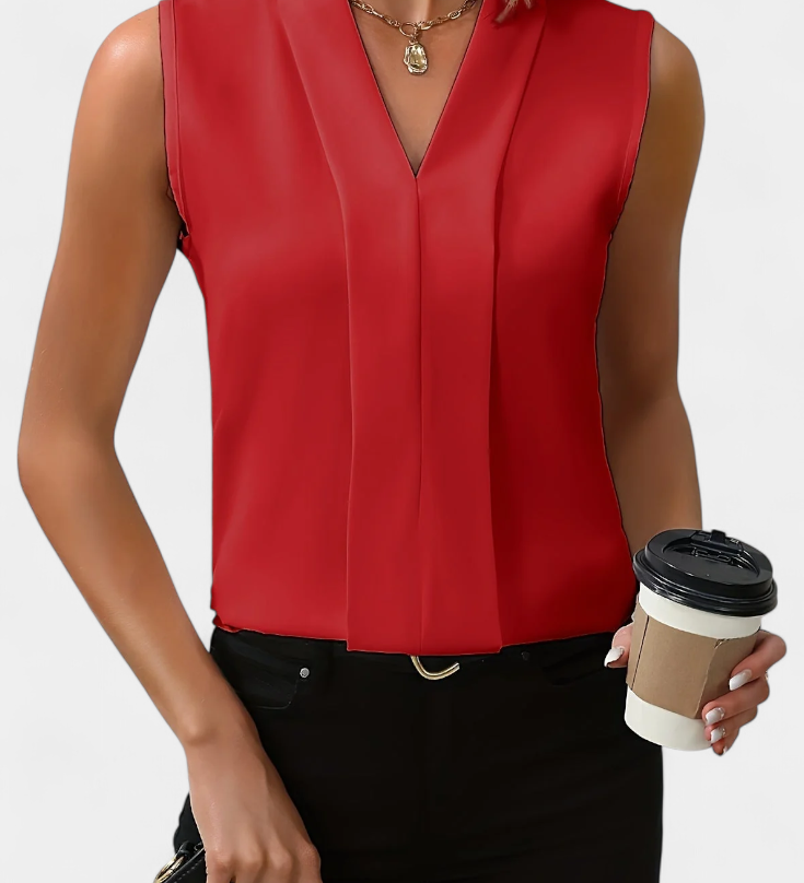 Nele Sleeveless Blouse with V-Neck and Flowy Cut