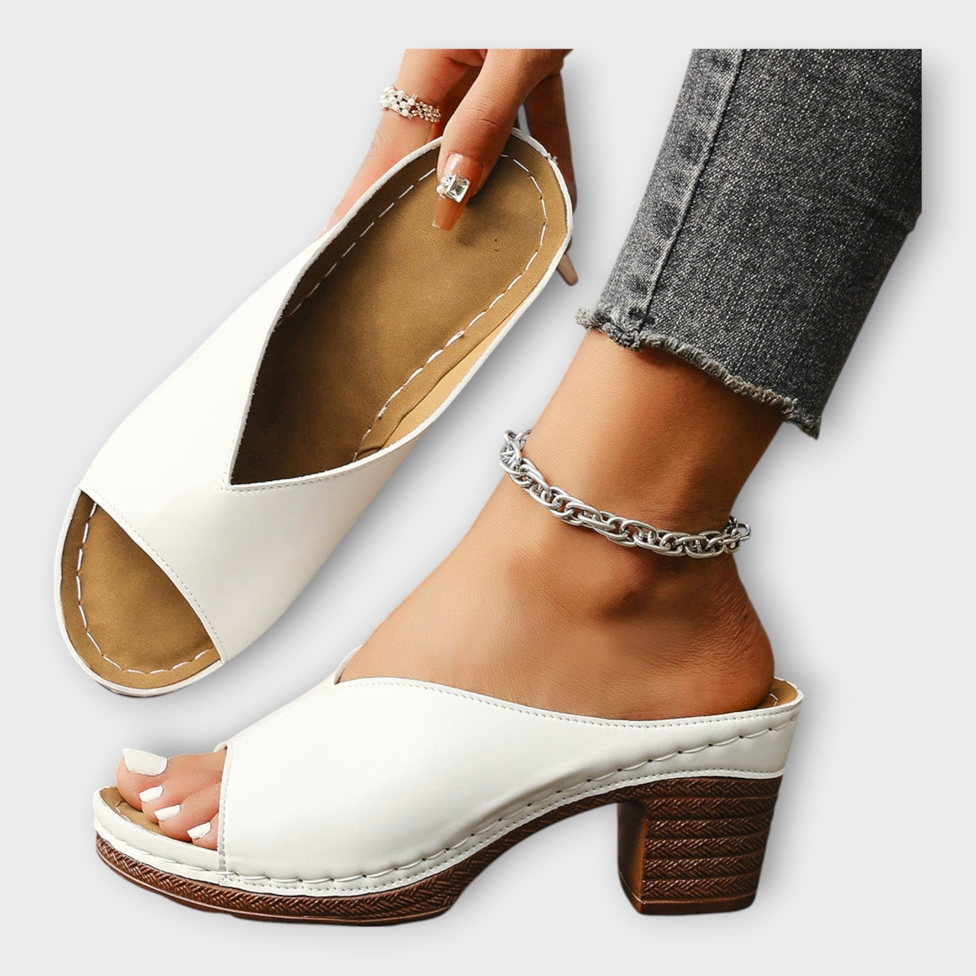 Chunky Heeled Sandals with Open Heel