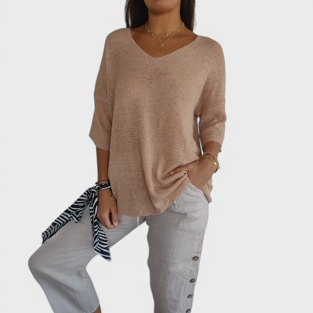 Rosa™ | Plain Knit Top with V-Neck
