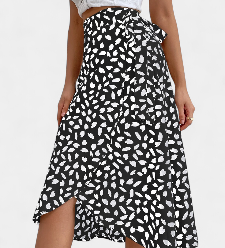 Camila Boho Wrap Skirt with Asymmetric Print