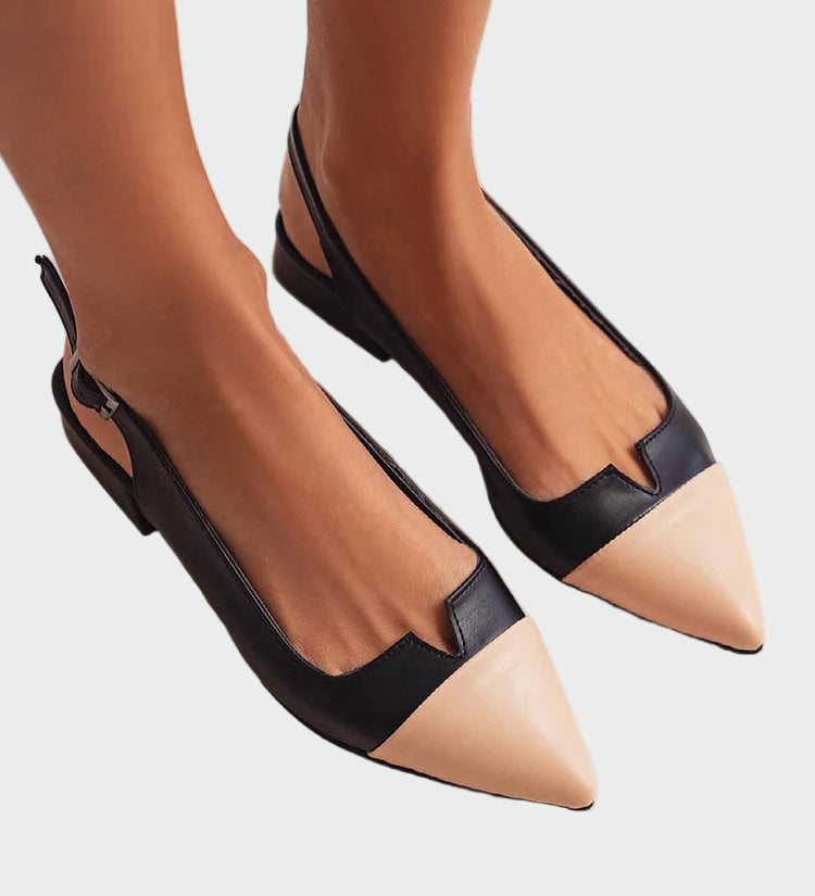 Karolína Elegant Pointed Ballet Flats with Back Strap