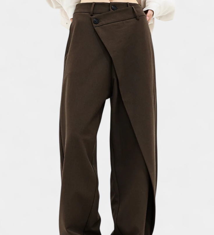 Oaklyn Straight Leg Trousers with Modern Draping