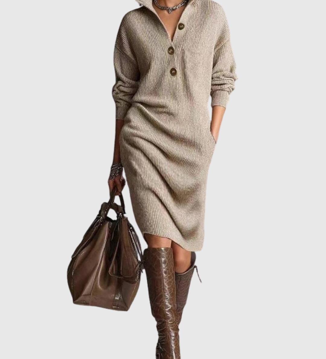 Alba™ | Elegant midi knitted dress