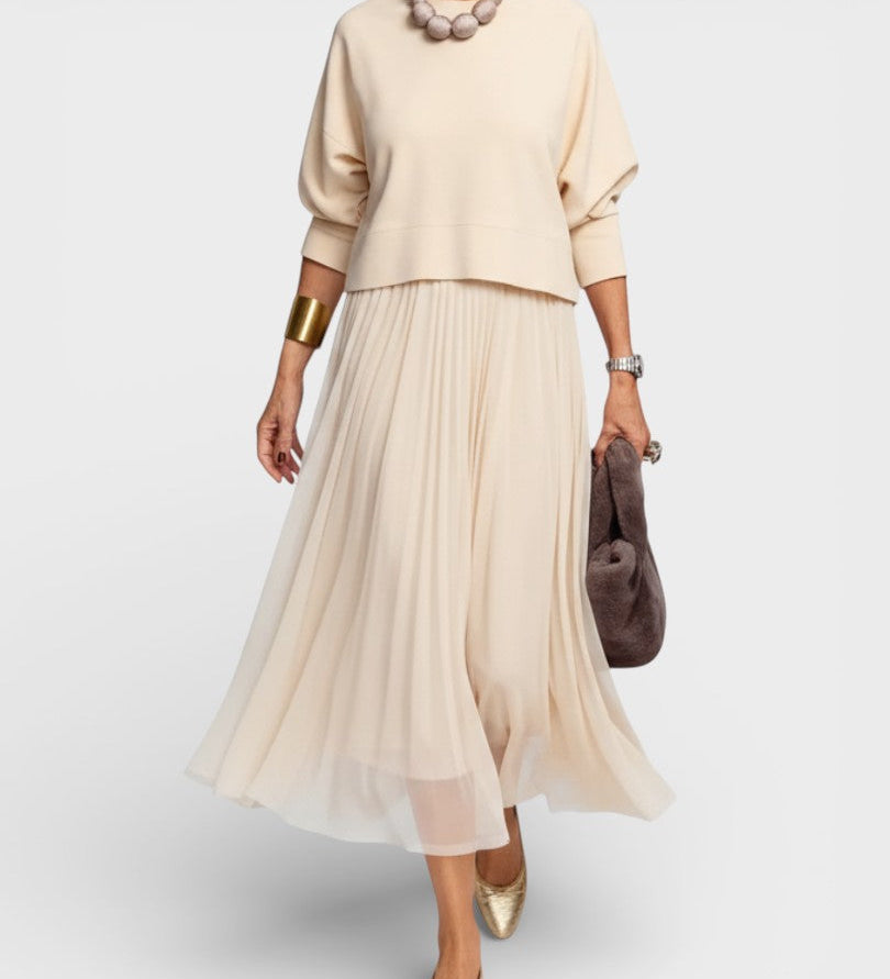 Claudia™ | Elegant Knit Dress with Tulle