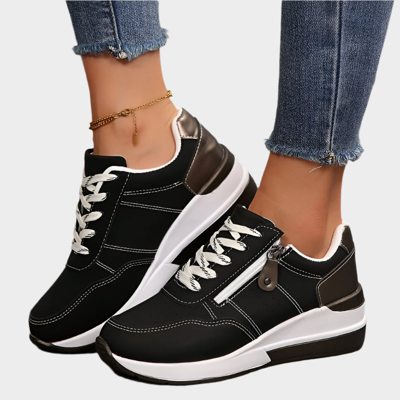 Orthopaedic shoes with zip closure and thick sole