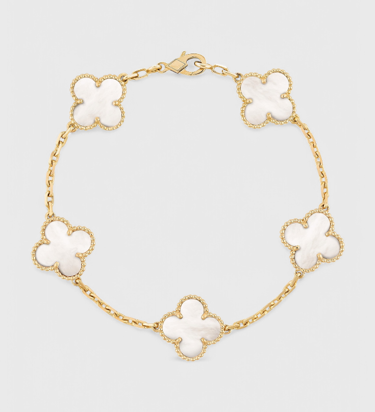 Clover Motif and Elegance Gold-Plated Bracelet
