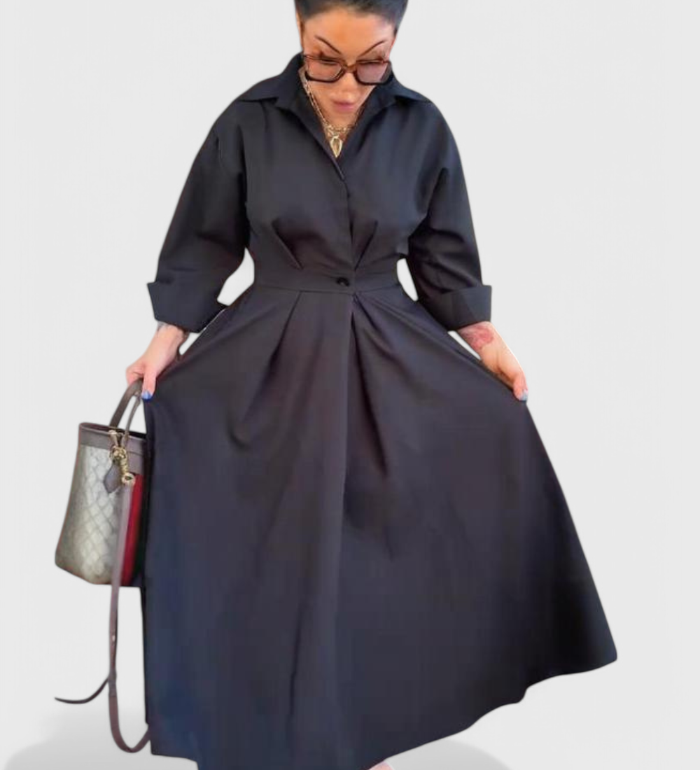 Celina Long Maxi Dress with Lapel