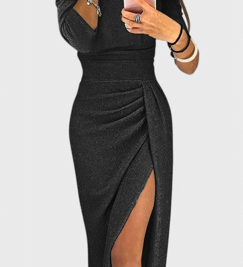 Off-Shoulder Maxi Dress Alexa with Subtle Slit