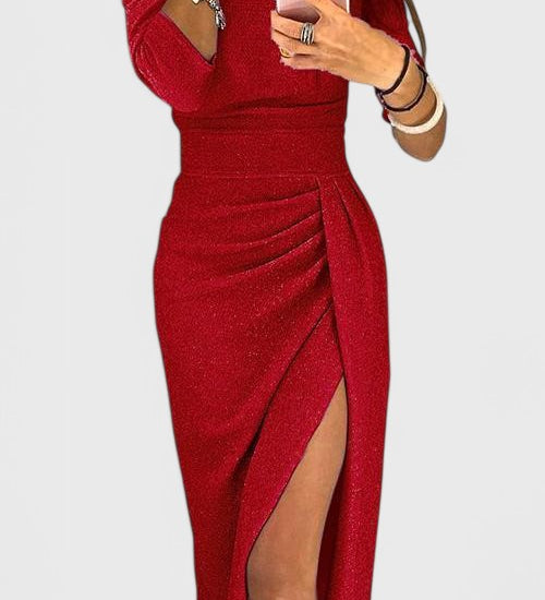 Off-Shoulder Maxi Dress Alexa with Subtle Slit