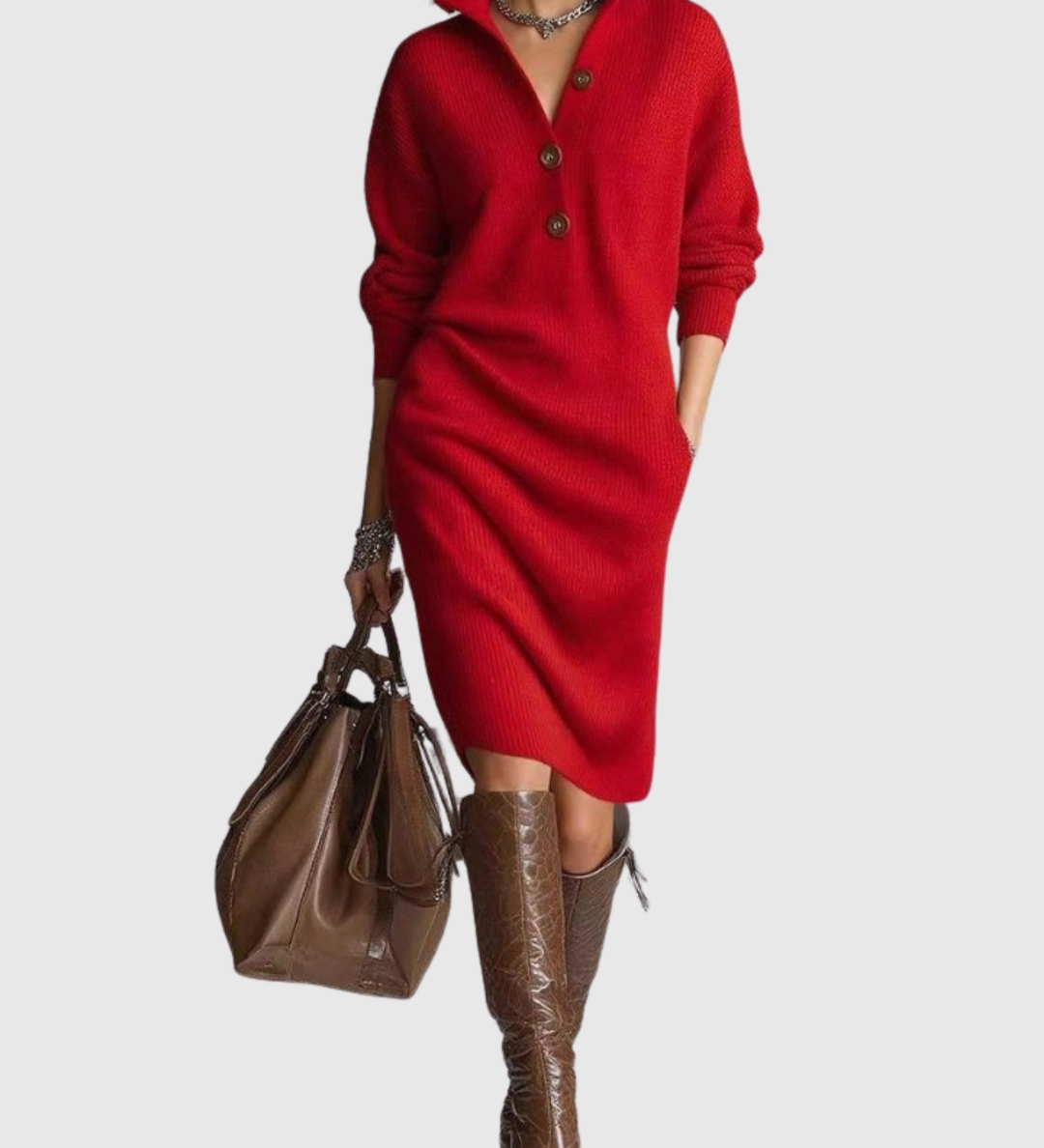 Alba™ | Elegant midi knitted dress