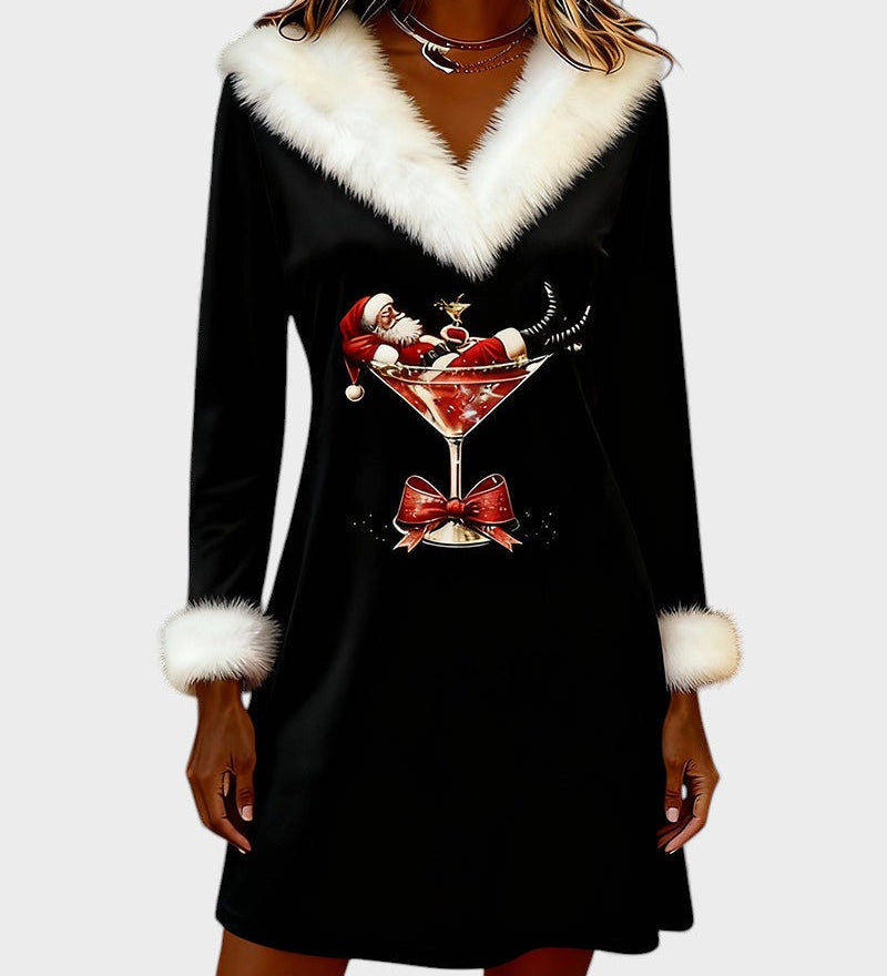 Eulalia™ | Christmas Dress with Fur Collar