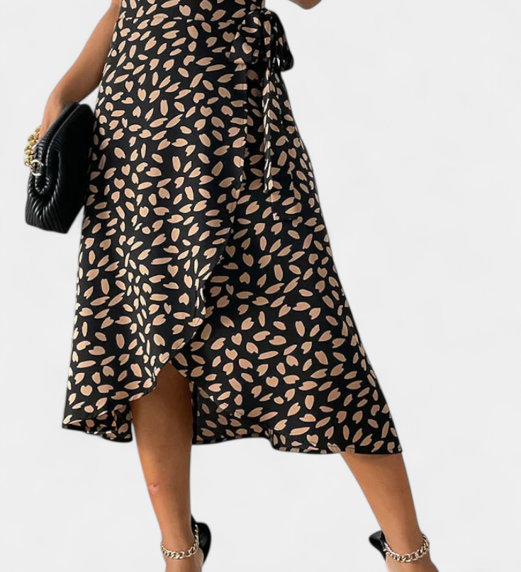 Camila Boho Wrap Skirt with Asymmetric Print