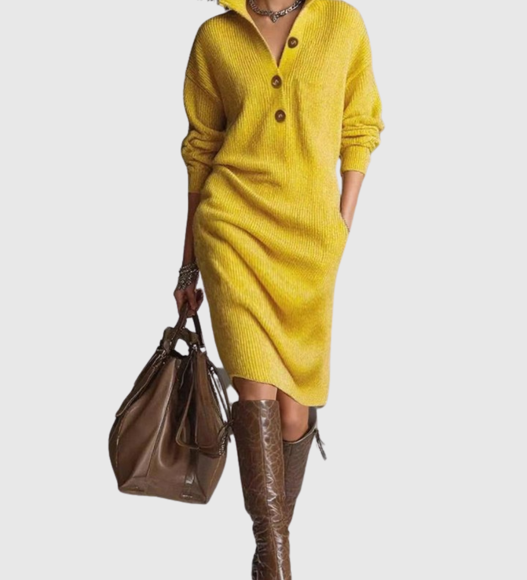 Alba™ | Elegant midi knitted dress