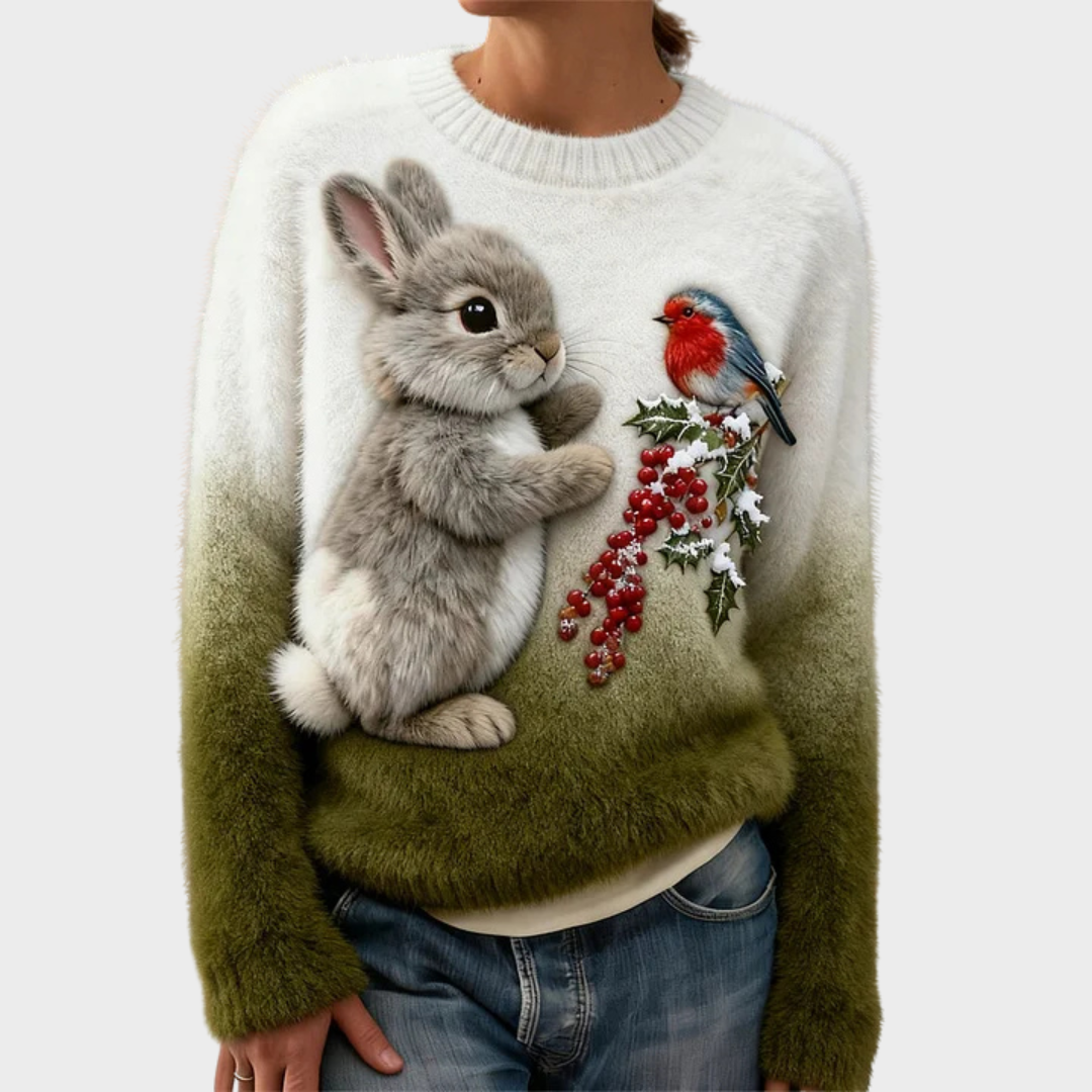 Teresa™ | Soft Christmas Jumper with Rabbit