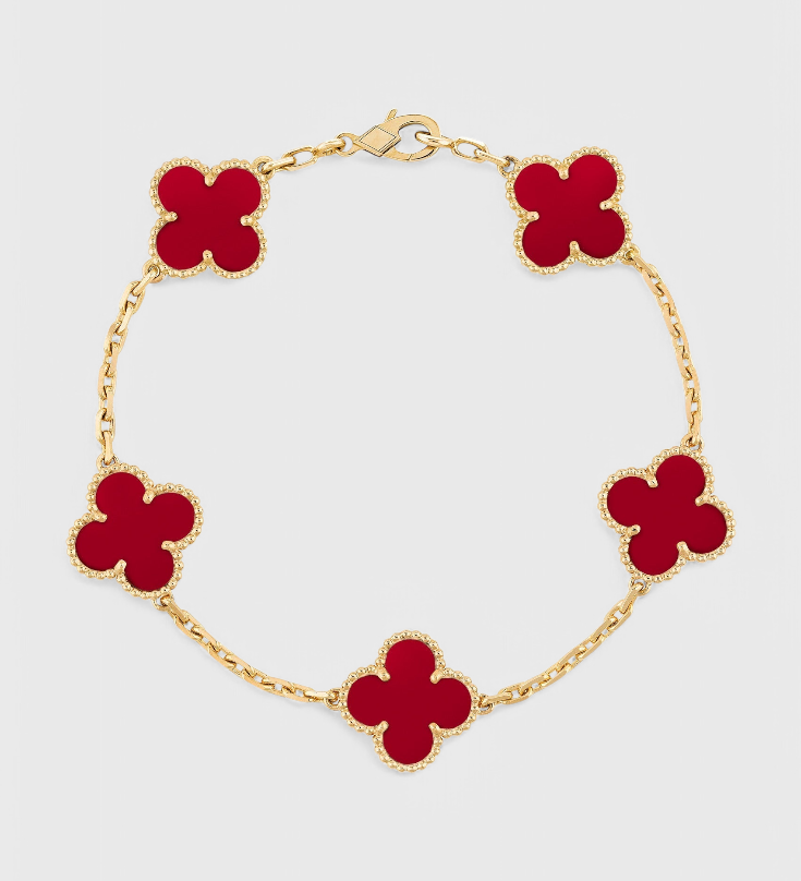 Clover Motif and Elegance Gold-Plated Bracelet