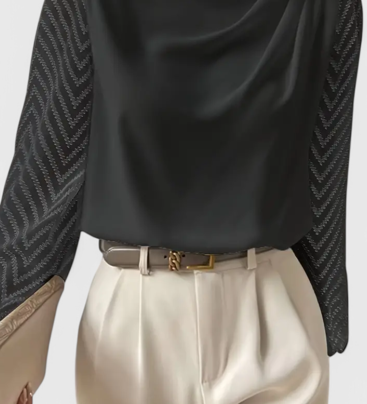 Elegant Zaraa Blouse with Sheer Sleeves