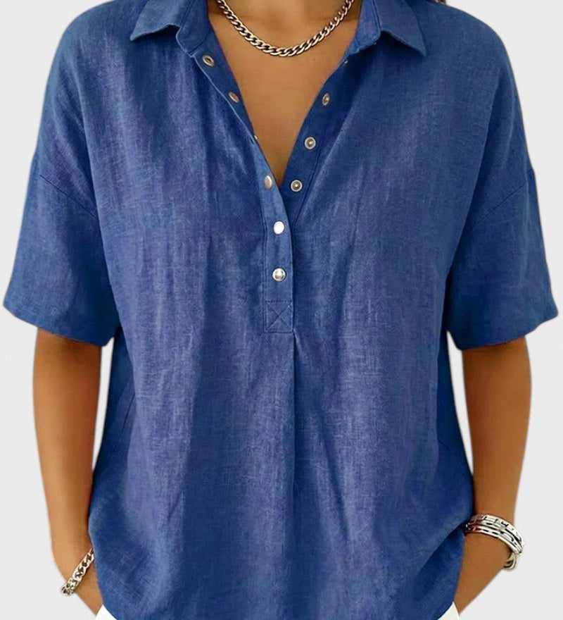 Noelia™ | Blouse with Collar and Elegant Buttons