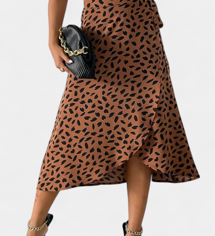 Camila Boho Wrap Skirt with Asymmetric Print