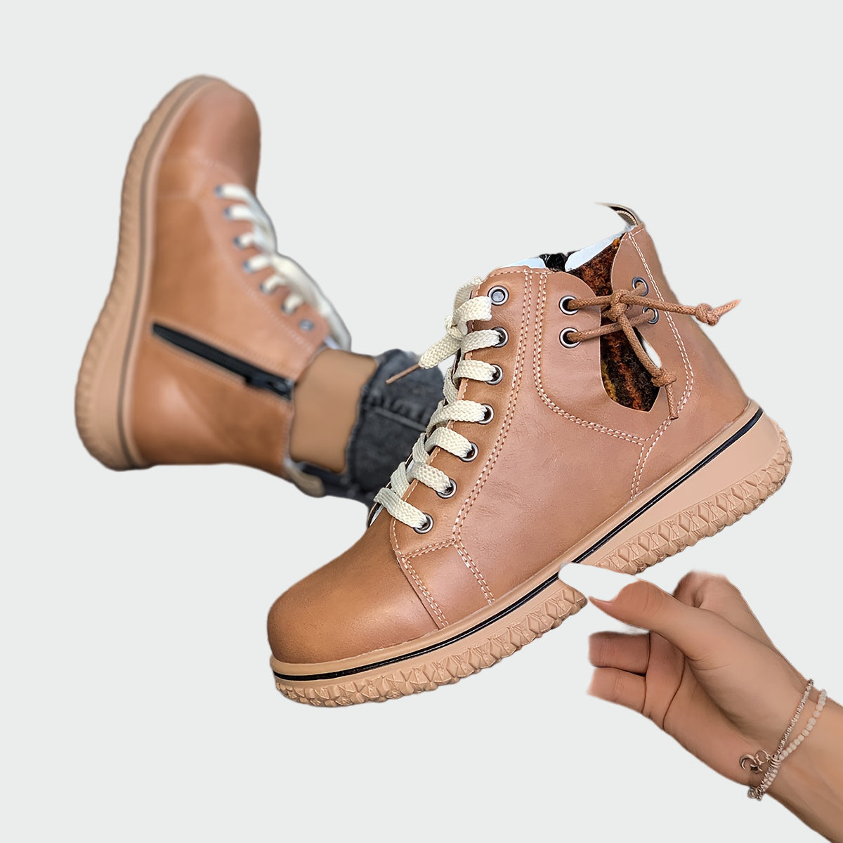Inés | Modern Leather Orthopaedic Boots with Low Shaft