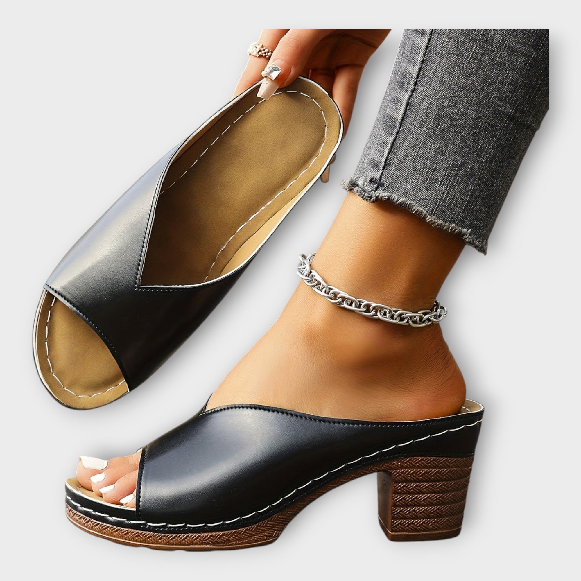 Chunky Heeled Sandals with Open Heel