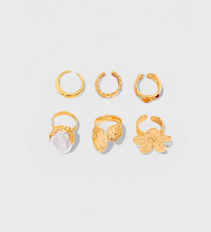 Open Ring in the Shape of a Liquid Pearl Flower