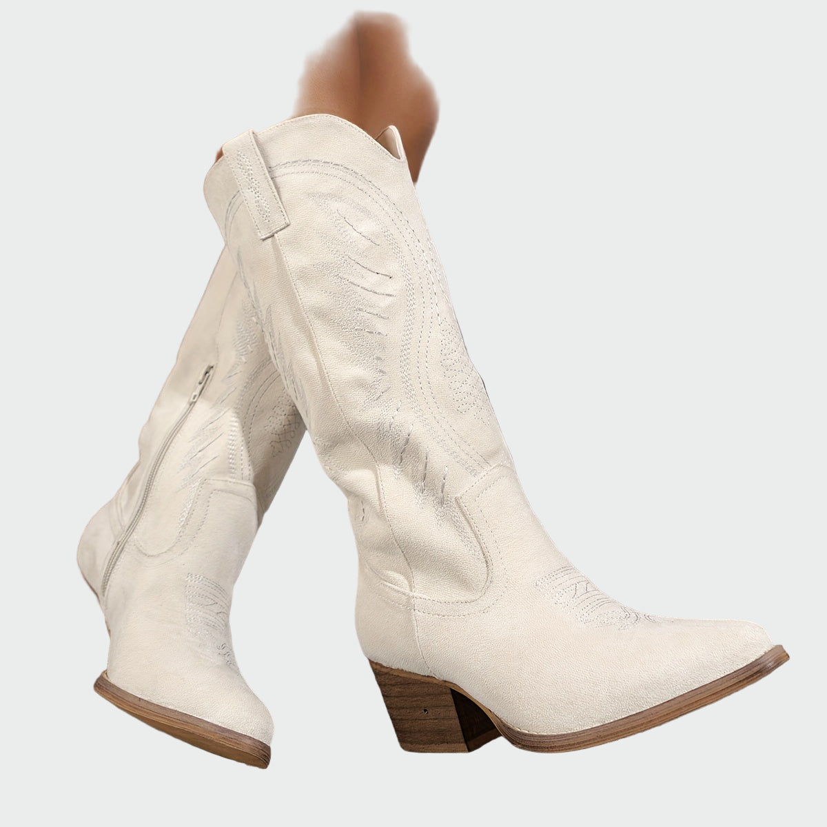Elena | Fashionable Brown Suede Western Embroidered Boots