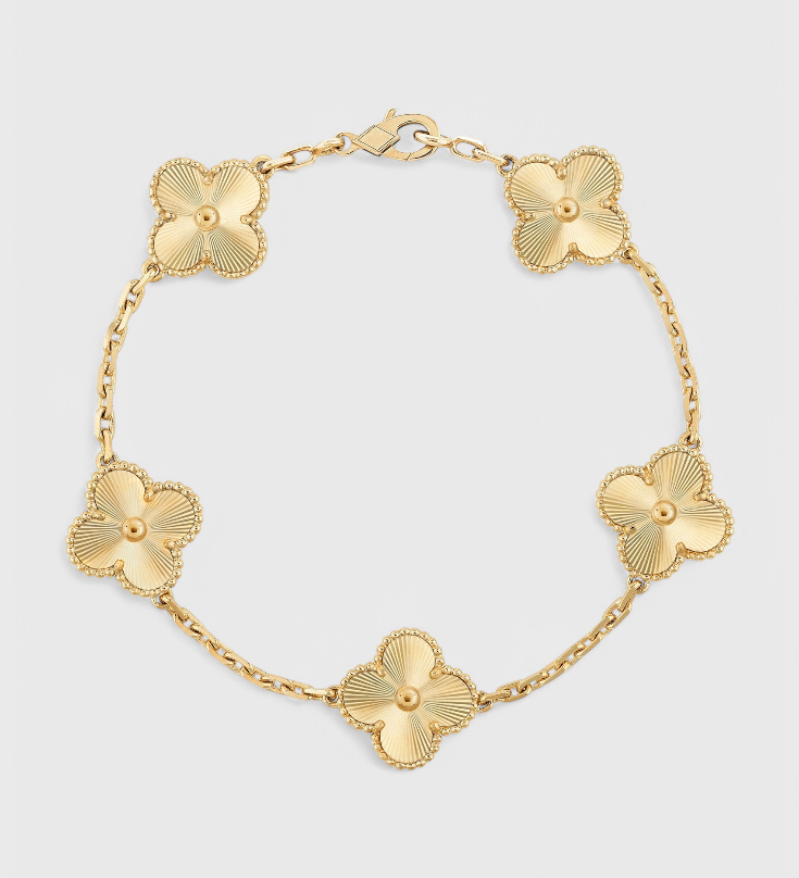 Clover Motif and Elegance Gold-Plated Bracelet