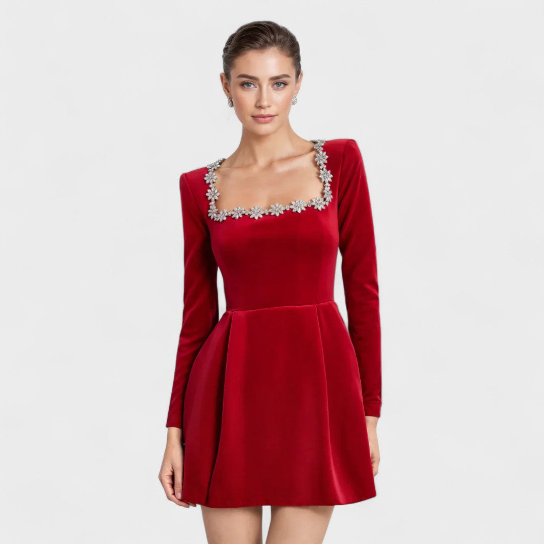 Valeria™ | Elegant Short Velvet Dress
