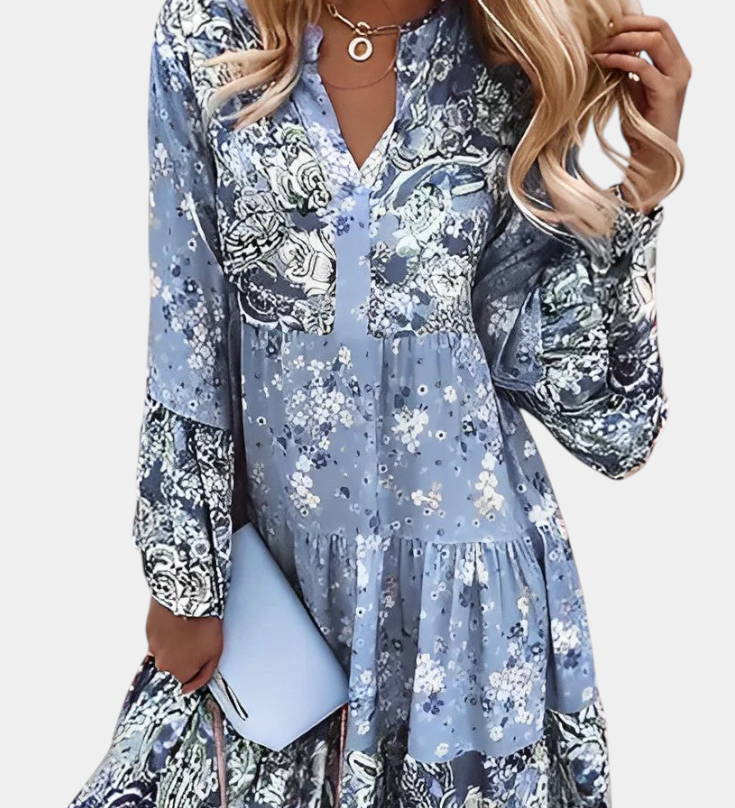 Vera Boho Floral Mini A-Line Dress