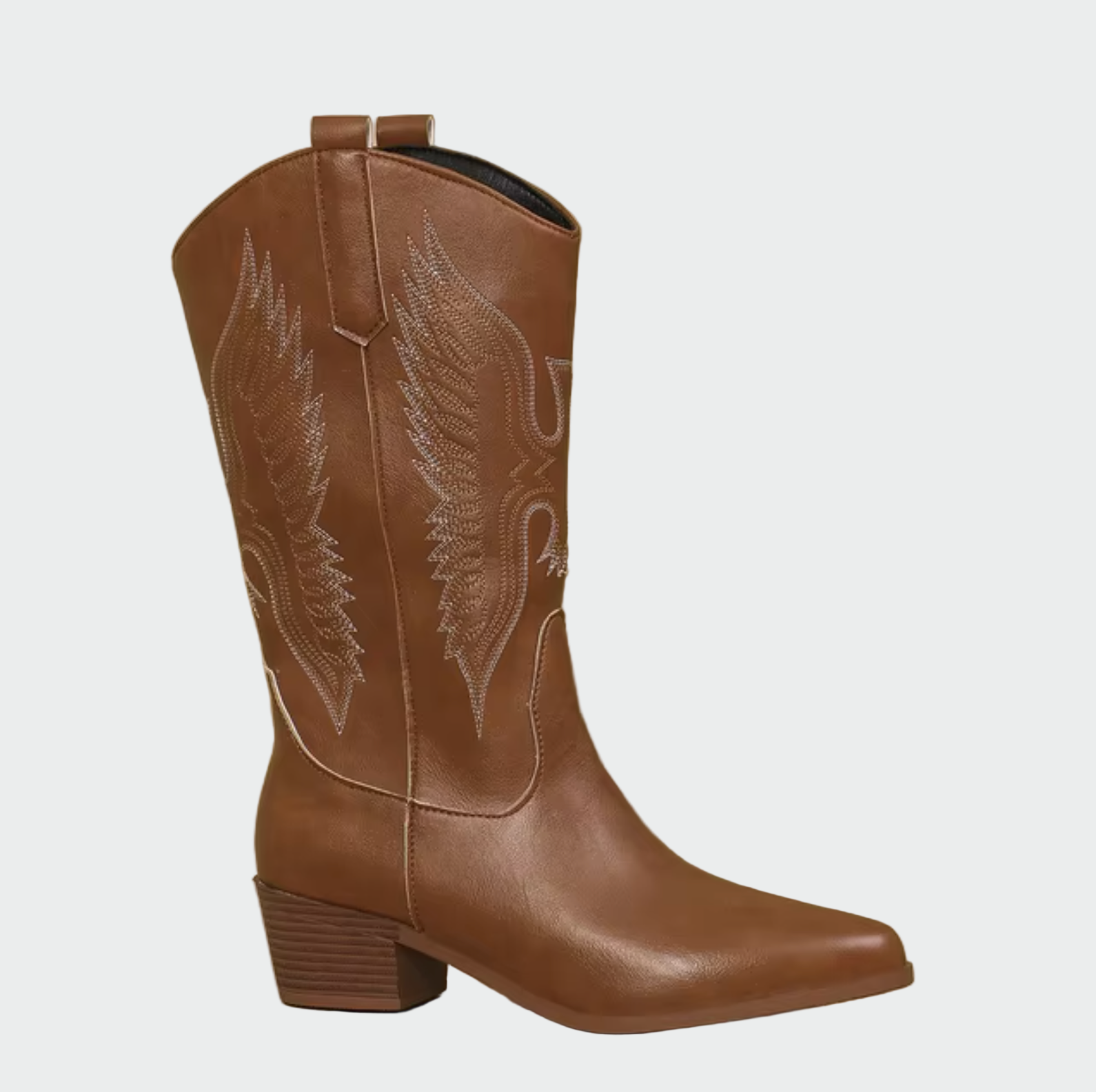 Isabella | Black Leather Cowboy Boots with Feather Details