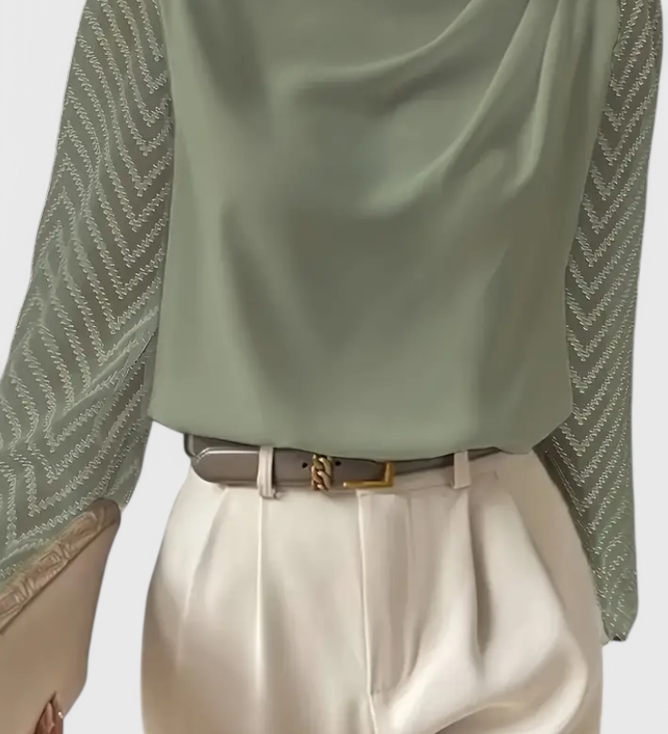 Elegant Zaraa Blouse with Sheer Sleeves
