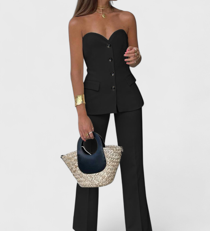 Paesha Relaxed Sleeveless Set with Wide Leg