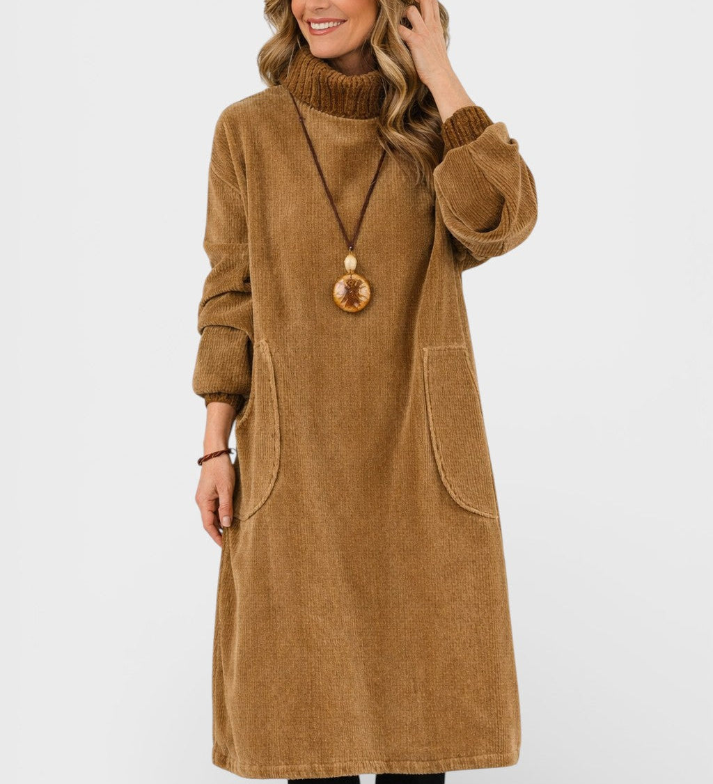Marta™ | Midi Knit Dress with High Neck