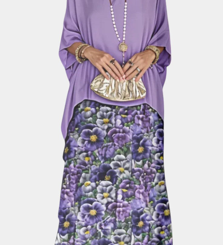 Caroline Batwing Maxi Dress with Print