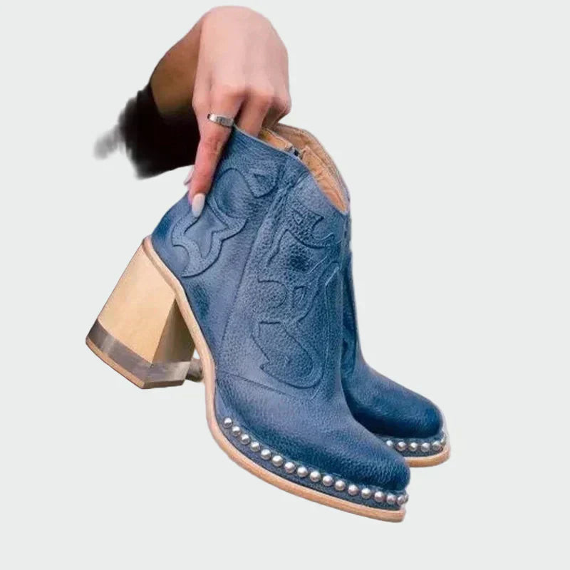 Irene | Embroidered Leather Boots with Distinctive Embroidery