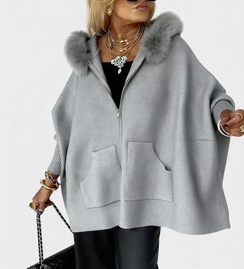 Miranda™ | Casual coat with hood and fur collar