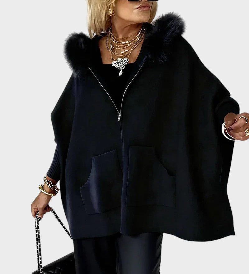 Miranda™ | Casual coat with hood and fur collar