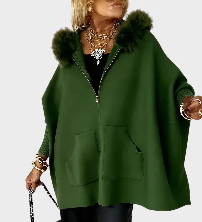 Miranda™ | Casual coat with hood and fur collar