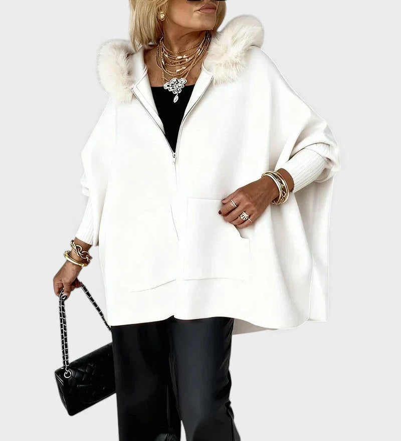 Miranda™ | Casual coat with hood and fur collar